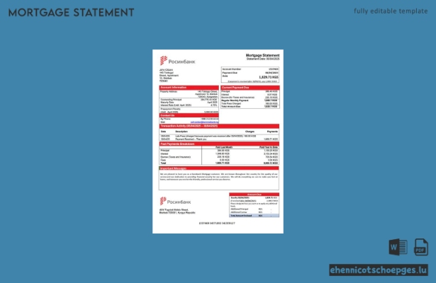 Beispiel eines Hypothekenauszugs der Kirgisischen Rosinbank (Word- und PDF-Datei)